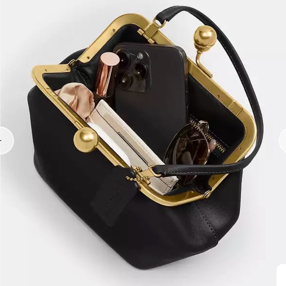 Coach Black and Gold Clutch with Heart Clasp - Picture 8 of 8